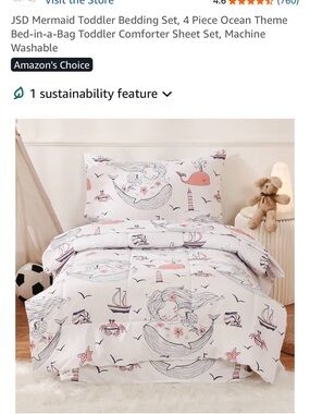 4 Piece Mermaid Toddler Bedding